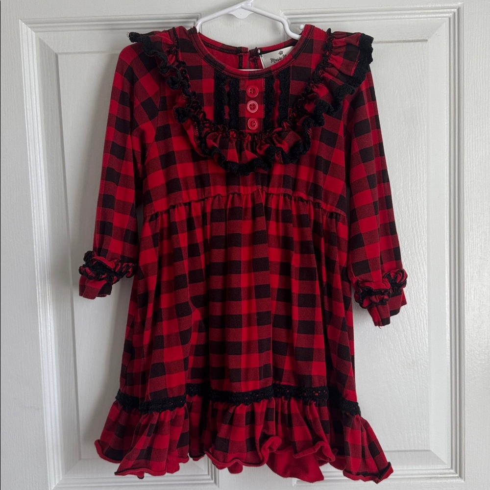 Red and Black Plaid Kids Dress